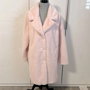 NWOT REGAL Soft Pink Luxury Faux Rabbit Fur Coat, Size L